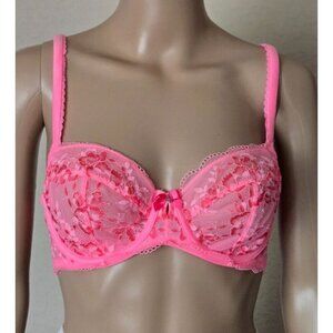 Victoria’s Secret Body By Victoria Unlined Demi Bra pink Lace Size 34D